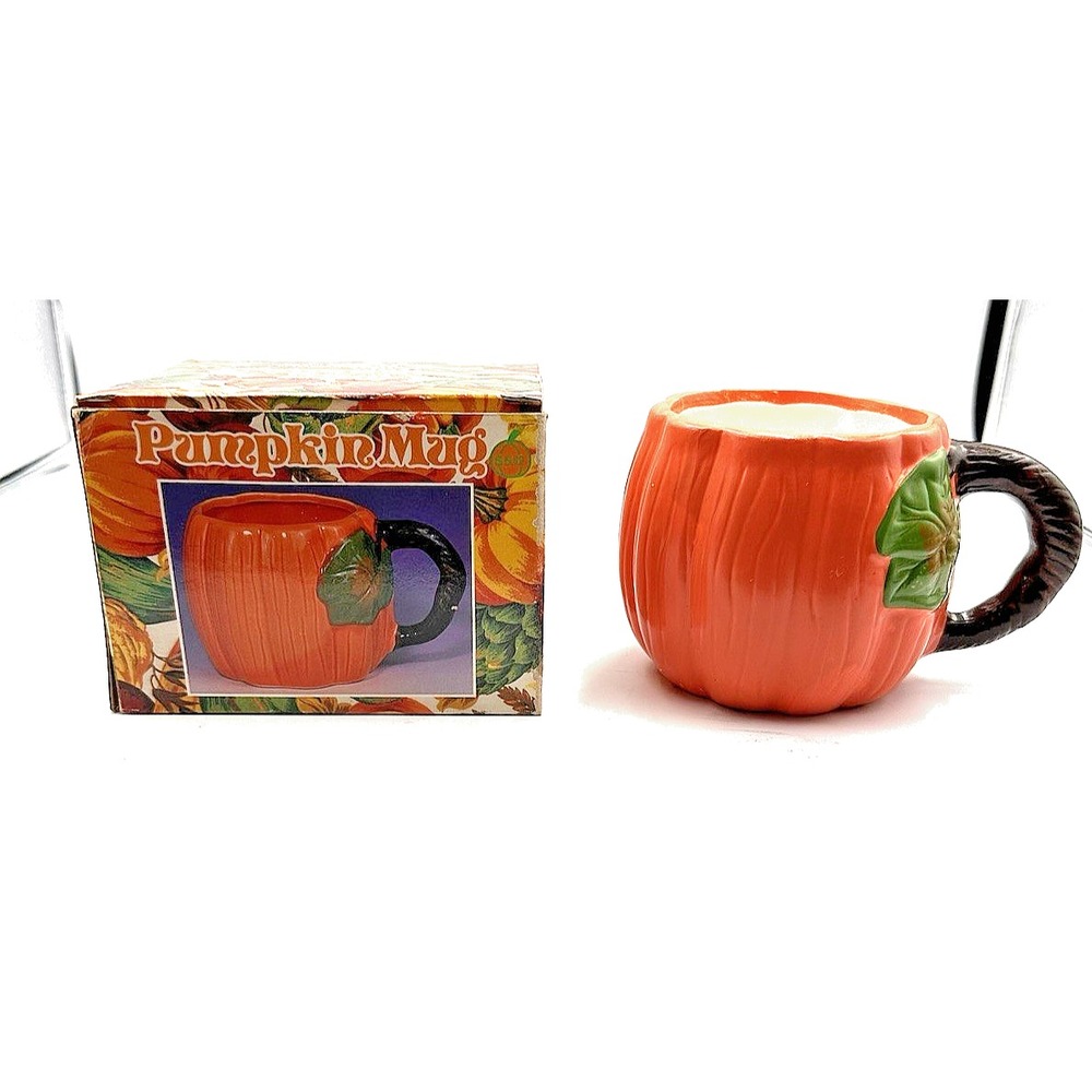 Hermitage pottery Pumpkin Mug Vintage Orange Green vintage